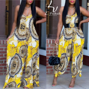 Floral Print Wide Leg Jumpsuits