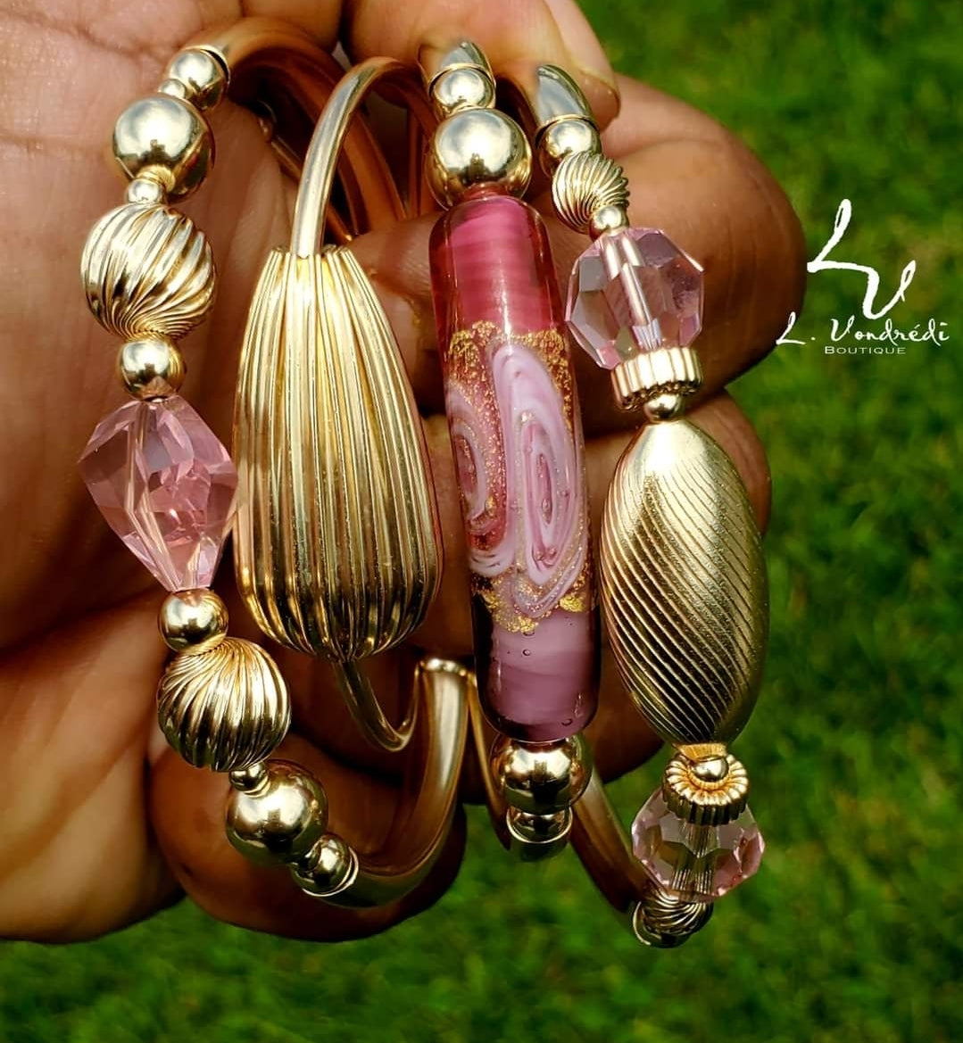 Golden Pink Bracelet Set